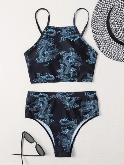 Бикини с принтом "китайский дракон" - Пора на пляж!