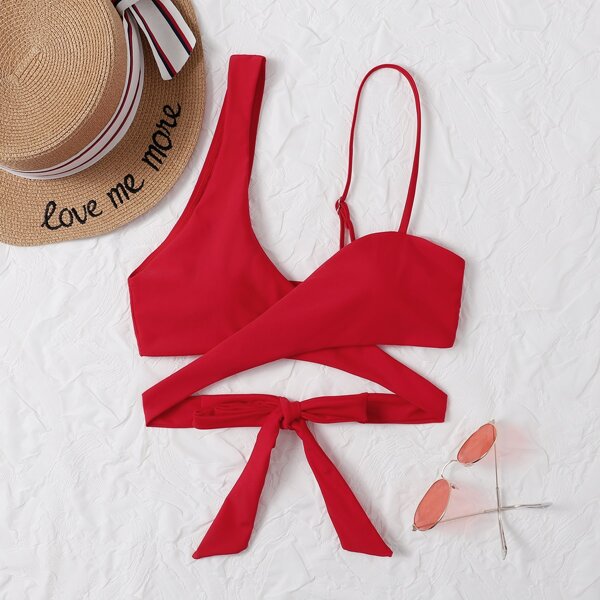 

Crisscross Bikini Top, Red