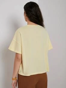 SHEIN 網眼刺繡上衣 - 黃色 - 查看 5