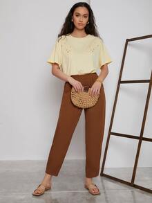 SHEIN 網眼刺繡上衣 - 黃色 - 查看 4