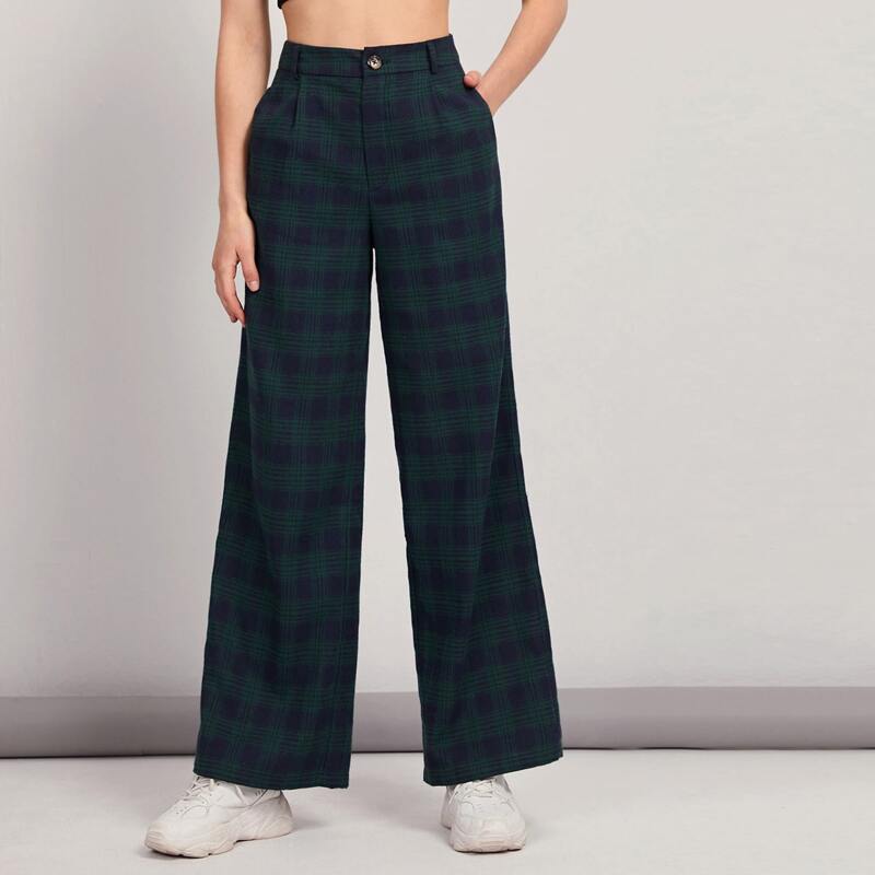 

Wide Leg Tartan Pants, Multicolor