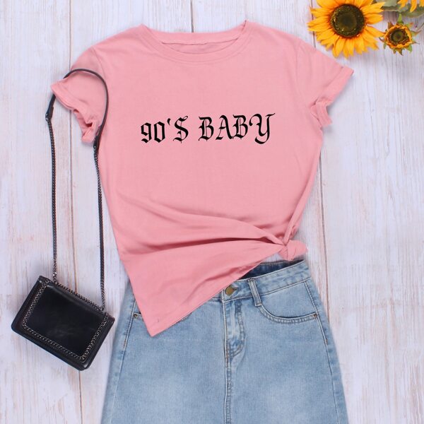 

Letter Graphic Short Sleeve Tee, Pink