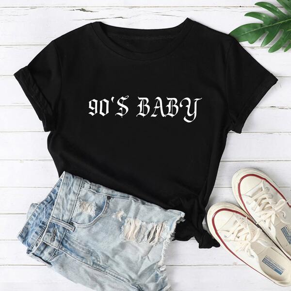 

Letter Graphic Short Sleeve Tee, Black