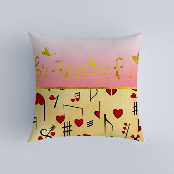 

Music Note Print Cushion Cover Without Filler, Multicolor