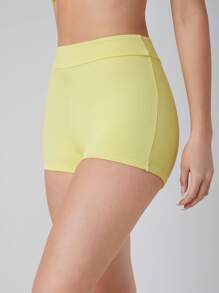 SHEIN Shorts bikini de canalé - Amarillo - Ver 4