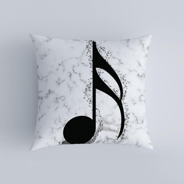

Music Note Print Cushion Cover Without Filler, Black and white