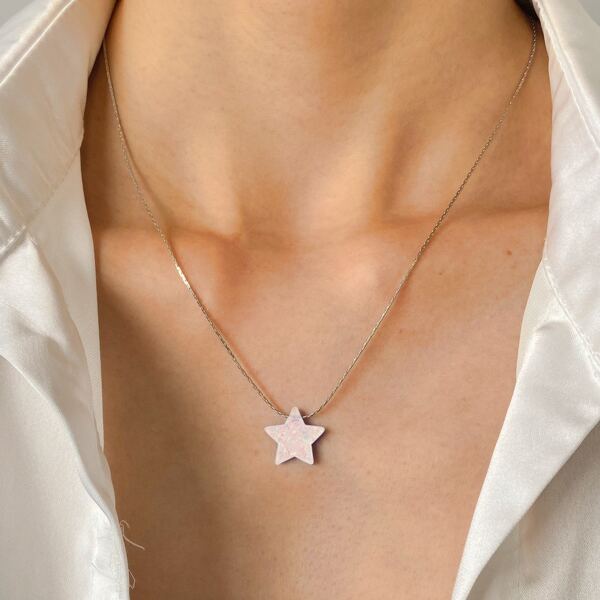 

Star Decor Necklace, White
