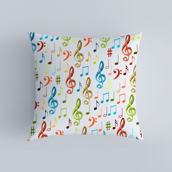 

Music Note Print Cushion Cover Without Filler, Multicolor