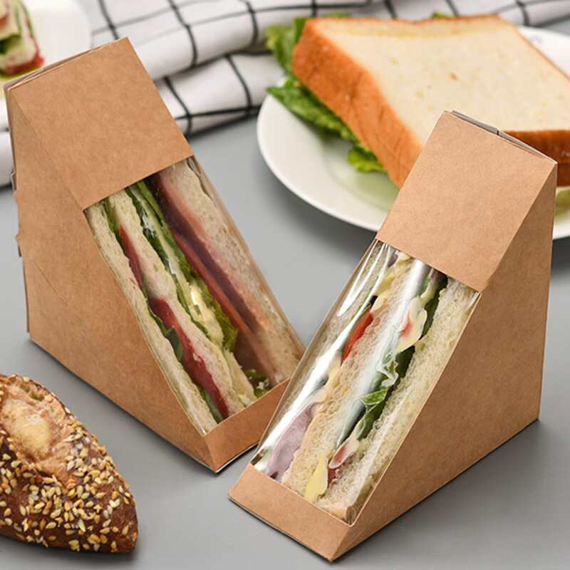 

10pcs Sandwich Packaging Box, Khaki