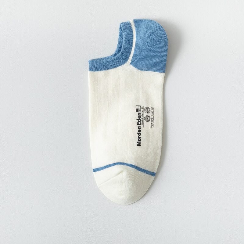 

1pair Letter Pattern Ankle Socks, Blue
