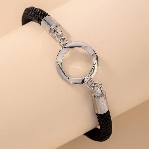 

Round Decor String Bracelet, Black