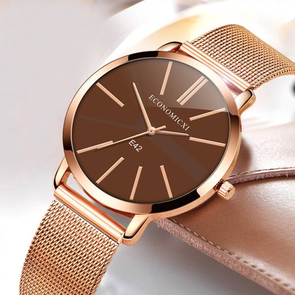 

Round Pointer Mesh Strap Quartz Watch