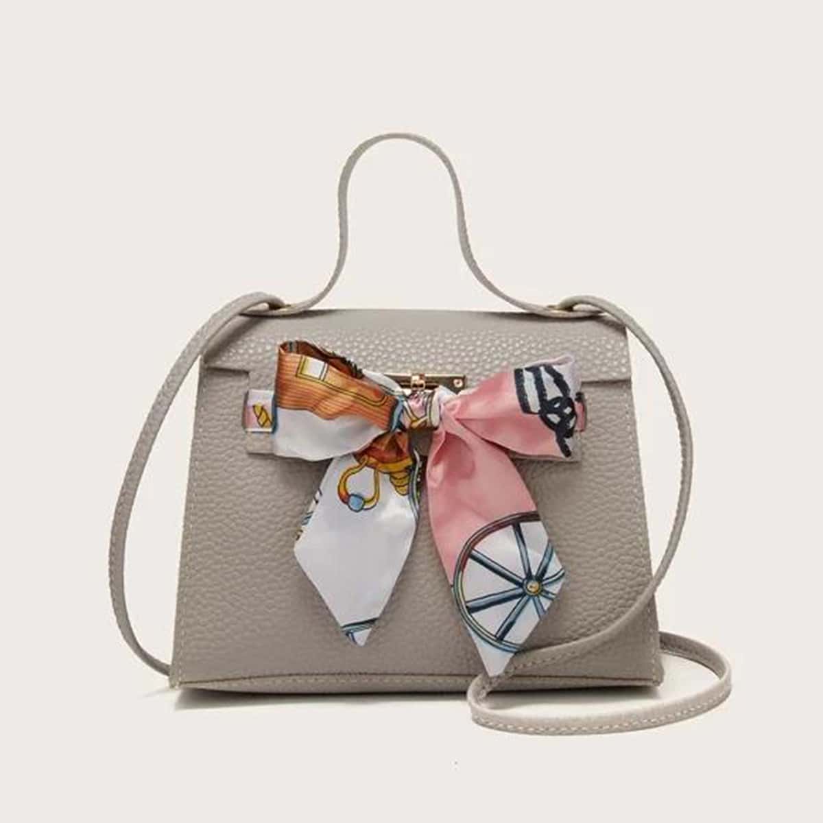 

Twilly Scarf Satchel Bag, Grey