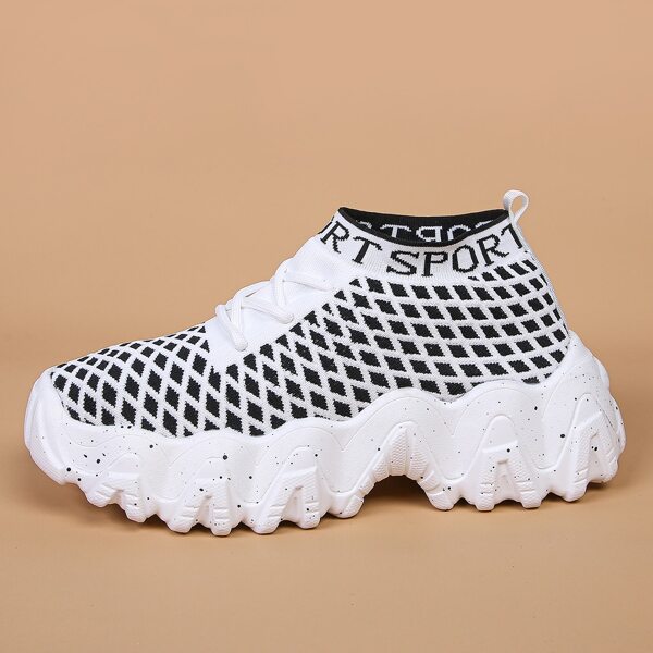 

Lace-up Decor Knit Chunky Sneakers, White