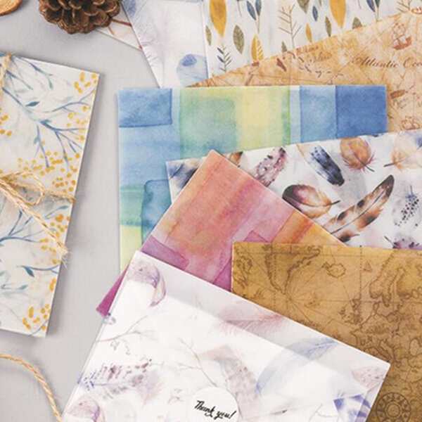

7pcs Mixed Pattern Random Envelope & Sticker Set, Multicolor