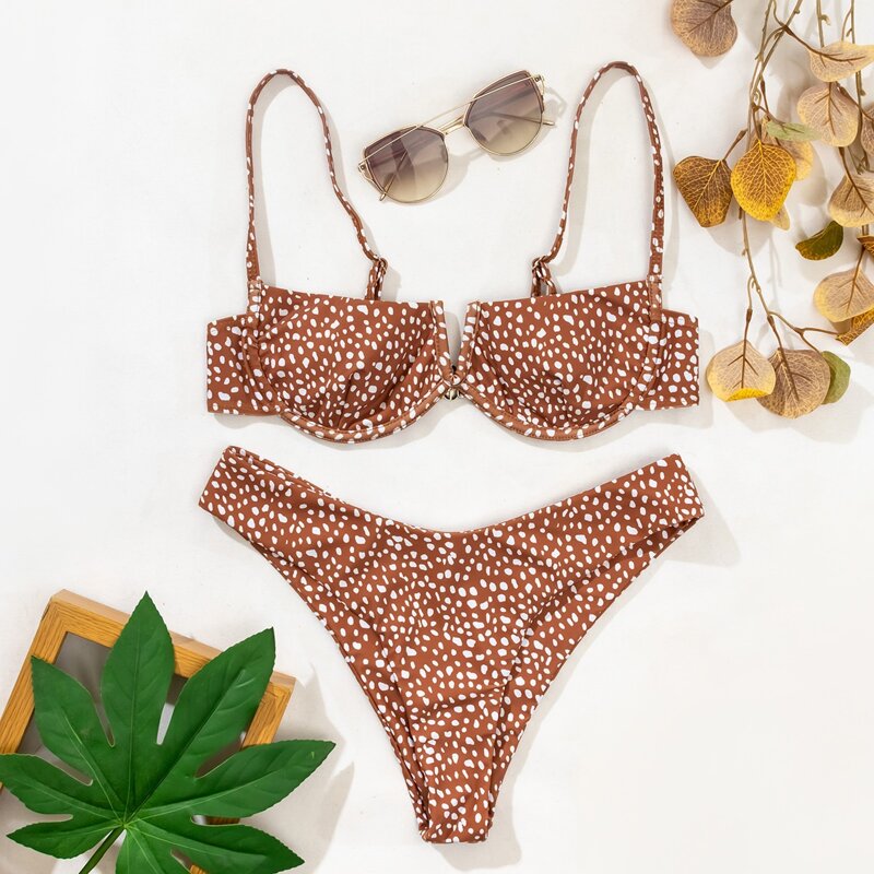 

Allover Print Push Up Bikini Swimsuit, Multicolor