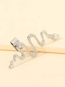 Snake Design Ear Cuff - Silver - View 1