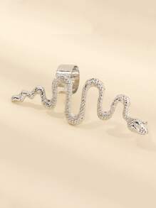 Snake Design Ear Cuff - Silver - View 2