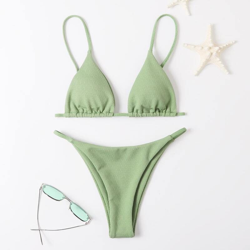 

Triangle High Cut Bikini Swimsuit, Lime green