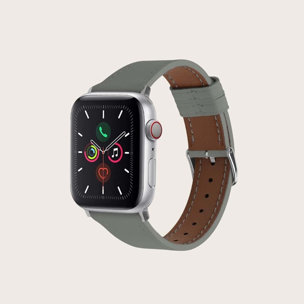

PU Leather Metal Buckle Apple Watchband, Grey