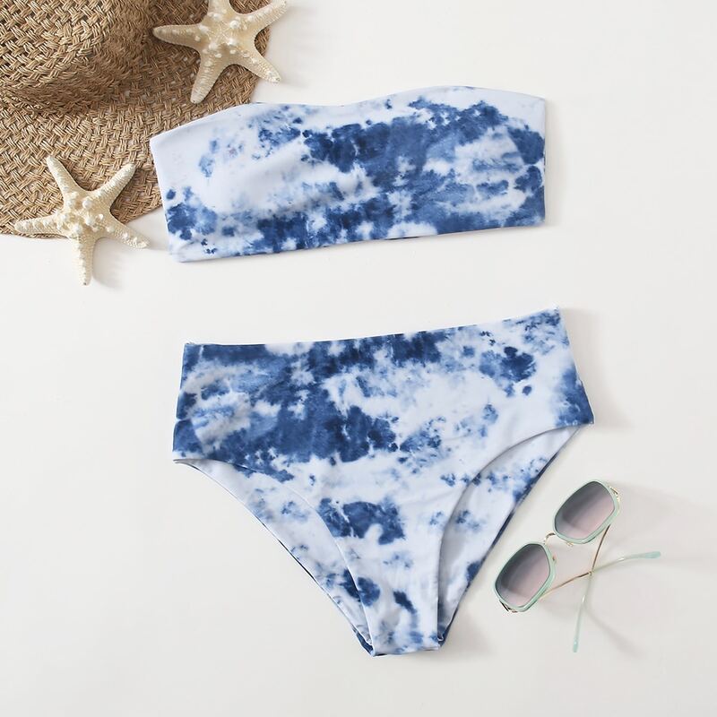 

Tie Dye High Waist Bikini Swimsuit, Multicolor