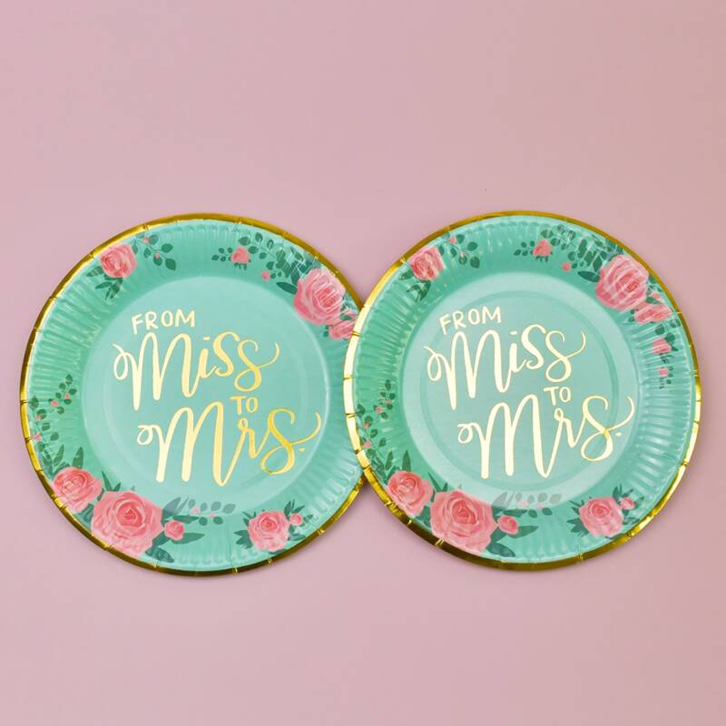 

10pcs Rose Print Disposable Plate, Multicolor