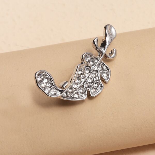 

Rhinestone Feather Design Brooch, Silver