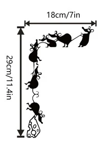 Pegatina de pared con estampado de ratón de dibujos animados - Negro - Ver 2