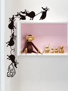 Pegatina de pared con estampado de ratón de dibujos animados - Negro - Ver 3