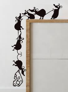 Pegatina de pared con estampado de ratón de dibujos animados - Negro - Ver 4