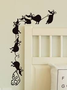 Pegatina de pared con estampado de ratón de dibujos animados - Negro - Ver 5