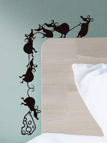 Pegatina de pared con estampado de ratón de dibujos animados - Negro - Ver 6