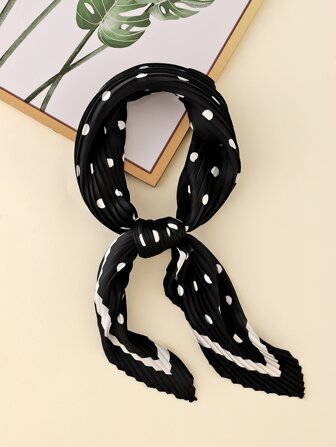 1 pieza pañuelo de moda plisado de lunares turbante de satén para envolver la cabeza para mujeres, ideal para quimioterapia, pañuelo para la cabeza, gorro para uso diario, banda para el pelo y diadema para complementar su look