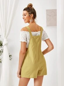 SHEIN Essnce Mono overol unicolor con bolsillo - Mostaza Amarilla - Ver 2