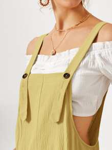 SHEIN Essnce Mono overol unicolor con bolsillo - Mostaza Amarilla - Ver 5