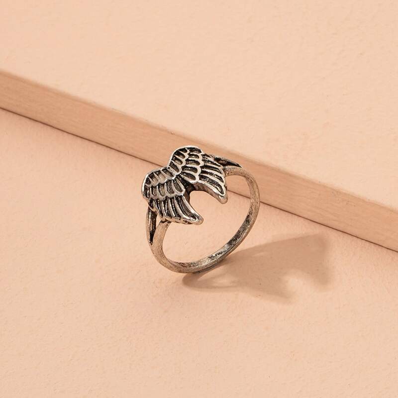 

Wing Decor Ring, Antique silver