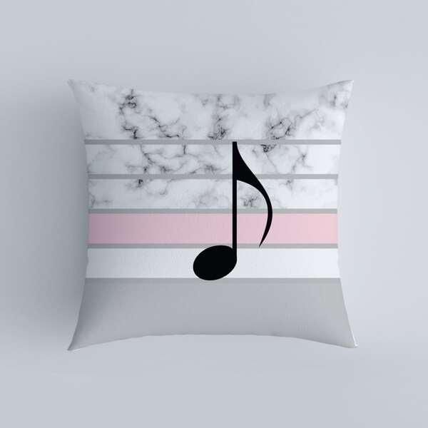 

Music Note Print Cushion Cover Without Filler, Multicolor