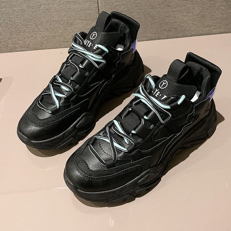 

Lace-up Front Chunky Sneakers, Black