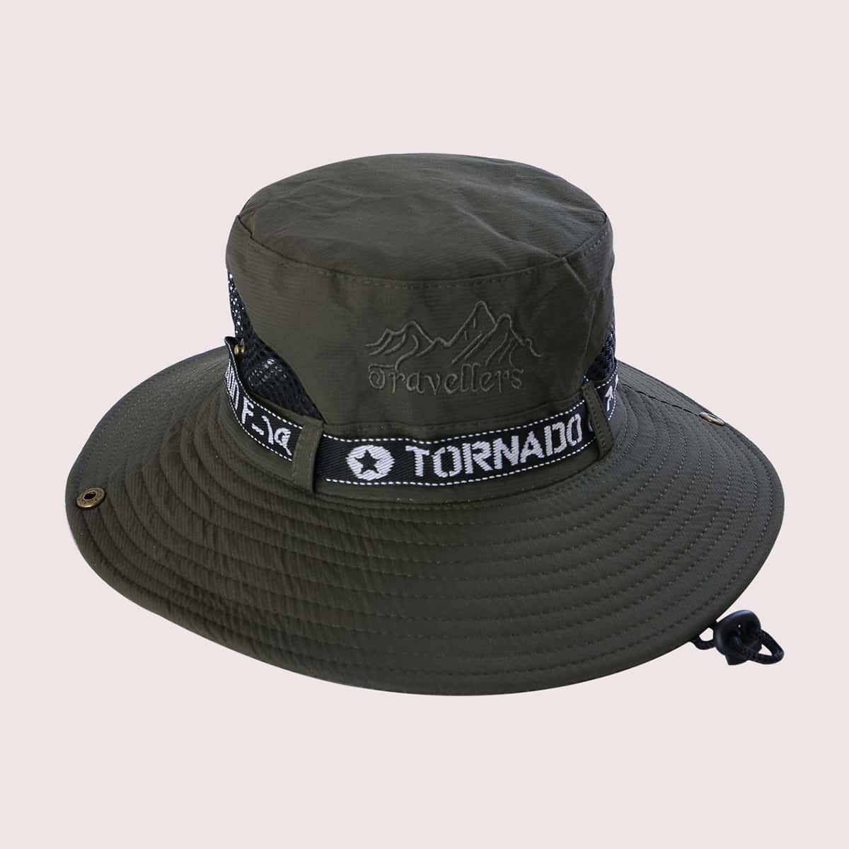 

Guys Letter Tape Drawstring Tilley Hat, Army green