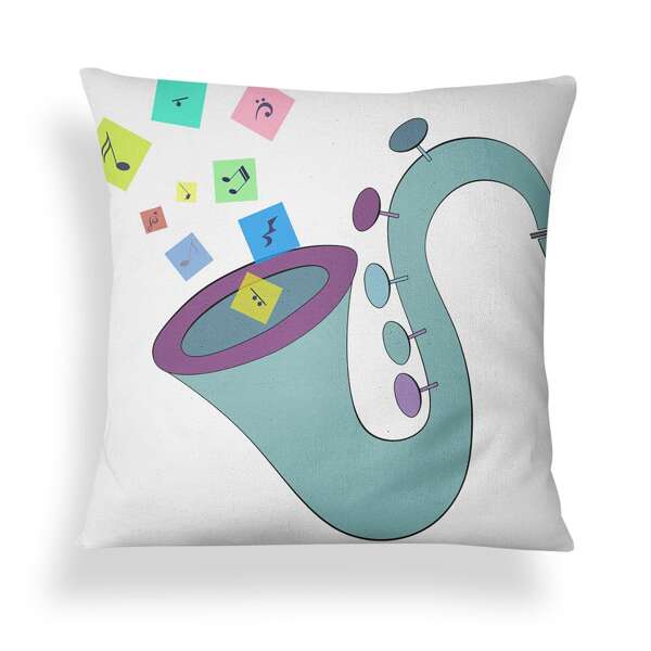 

Music Note Print Cushion Cover Without Filler, Multicolor