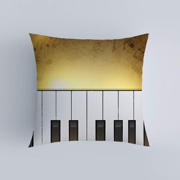 

Piano Key Print Cushion Cover Without Filler, Multicolor
