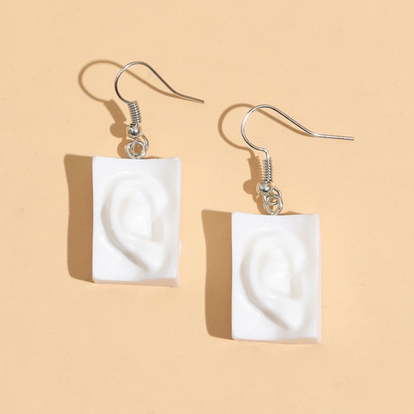 

Geo Resin Drop Earrings, White