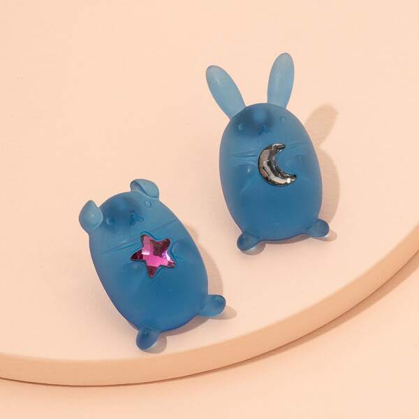 

Cartoon Mismatched Earrings, Blue