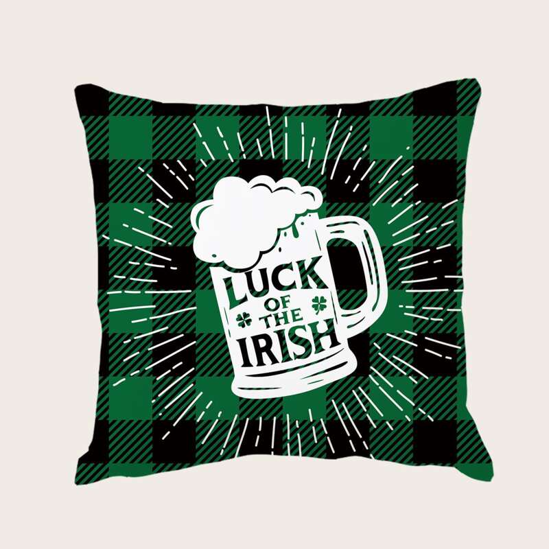 

Slogan Graphic Cushion Cover Without Filler, Green