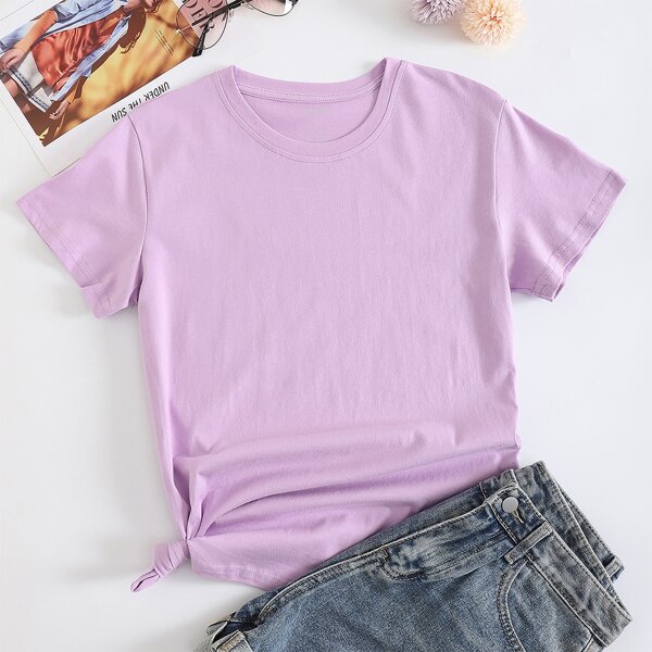 

Solid Short Sleeve Tee, Lilac purple