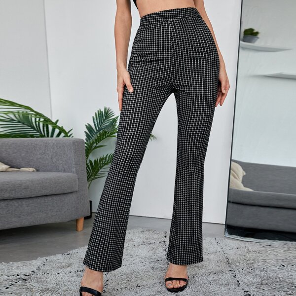 

Клетчатый Повседневный Брюки, Чёрный
