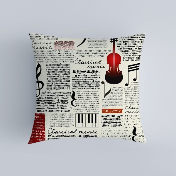 

Guitar Print Cushion Cover Without Filler, Multicolor