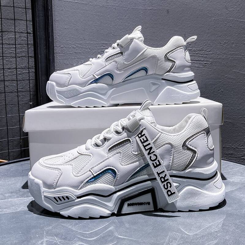 

Lace-up Mesh Chunky Sneakers, White