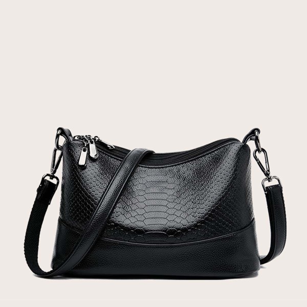 

Snakeskin Crossbody Bag, Black