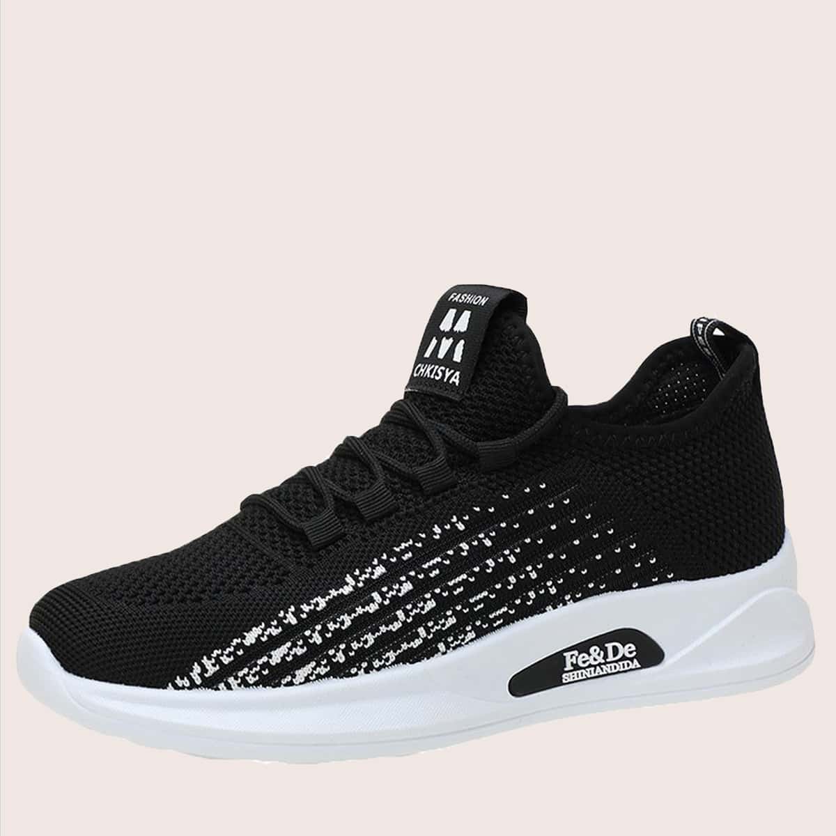 

Lace-up Front Knit Sneakers, Black